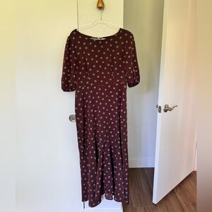 Bobeau brown causal Puff Sleeve Sundress